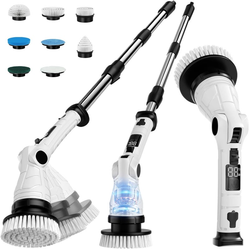KELAWE Electric Spin Scrubber, Power Electric Scrubber for Cleaning, Shower Cordless Cleaning Brush with 6 Adjustable Angles,8 Brush Heads, 3 Speed Mode, Electric Cleaning Brush for Bathroom/Tub/Floor/Tile - Image 1